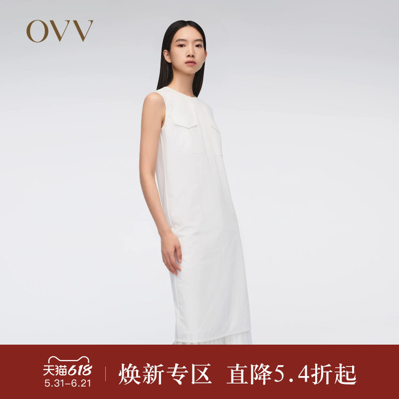 【SOLOTEX微风系列】OVVOutlet秋冬热卖女无袖圆领直筒连衣裙