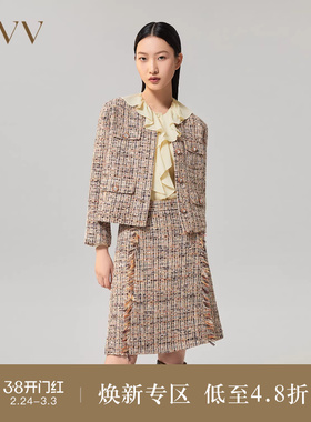 【经典粗花呢】OVVOutlet秋冬女装意大利进口复古优雅夹克外套