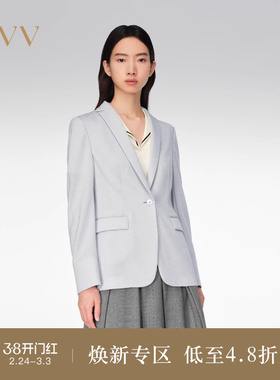 OVV春夏热卖女装闪耀针织一粒扣平驳领羊毛西服外套