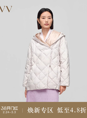 OVVOutlet秋冬新款女装翻领连帽防风正反双面穿薄款羽绒服外套