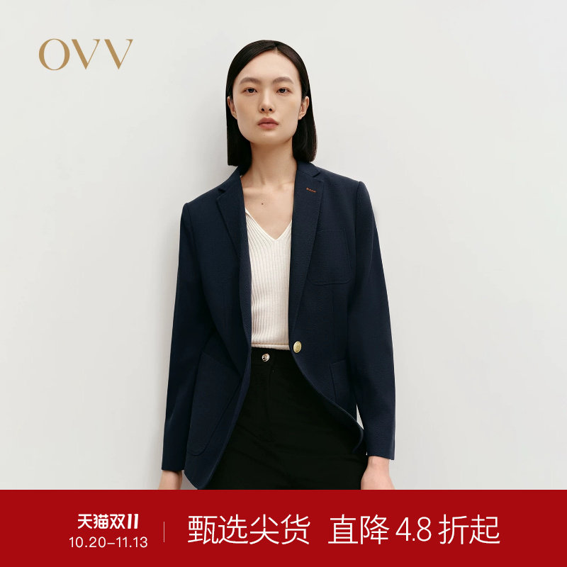 OVVOutlet秋冬热卖热卖女装一粒扣精纺羊毛职场通勤休闲西服外套