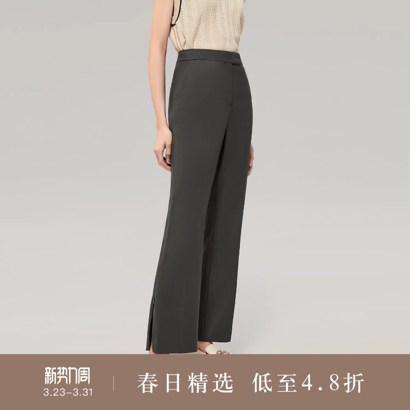 OVVOVVOutlet秋冬女装羊毛混纺垂坠廓形微喇套装西服裤子