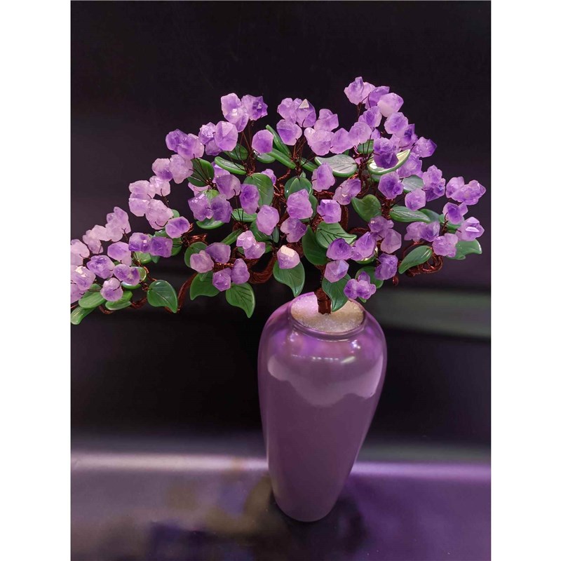 水晶发财树水1晶摇钱家居摆紫件客厅玄关酒柜P店铺开业树乔迁送黄