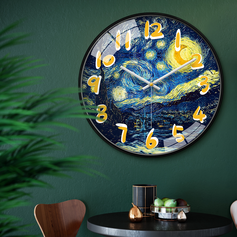 夜光挂钟客厅家用钟表创意时尚静音挂墙卧室电波时钟现代简约个性