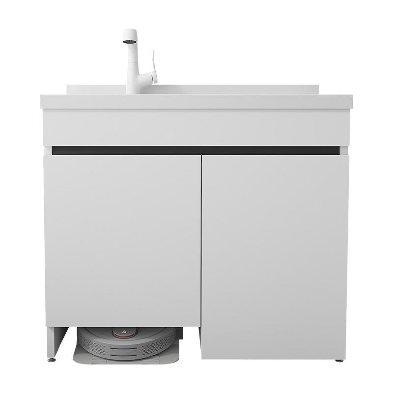 阳台扫地机器人洗衣柜组合落地式洗手盆陶瓷一体台盆洗衣池带搓板