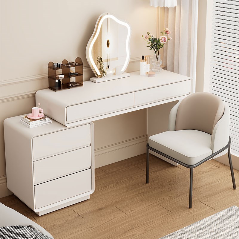 实木卧室梳c妆台收纳柜斗柜书桌六斗柜一体化妆台ins风网红化妆桌