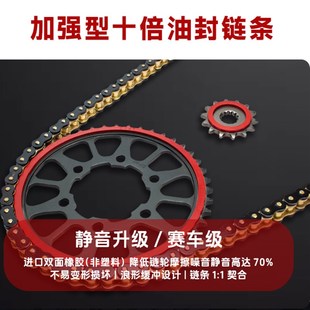 适用川崎ZX 10R摩托车静音525油封链条大小飞轮牙盘齿轮三件套链