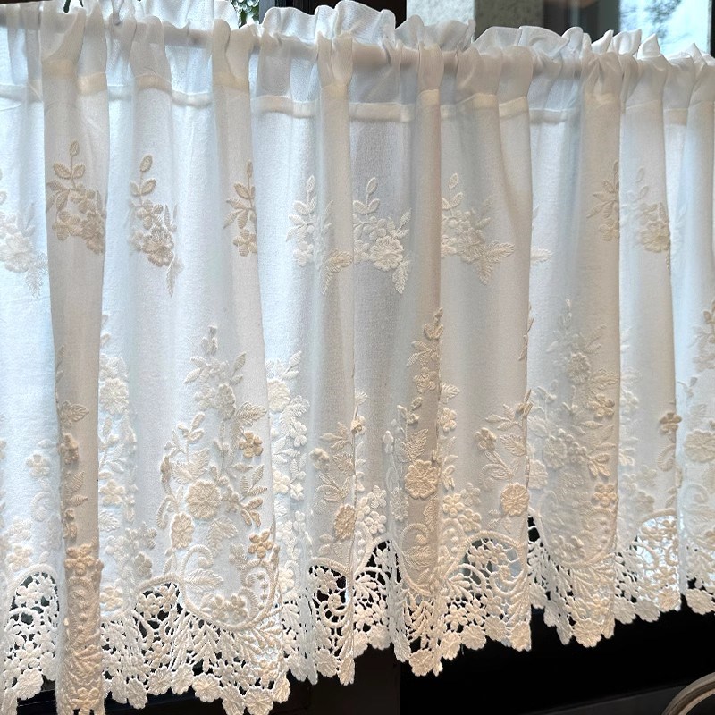 法式轻奢a高级门帘半帘窗帘短款帘隔断帘厨房飘窗橱柜遮挡帘子