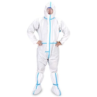 核酸防护服夏季一次性防尘连体全身化学实验无纺布大白蓝条隔离衣