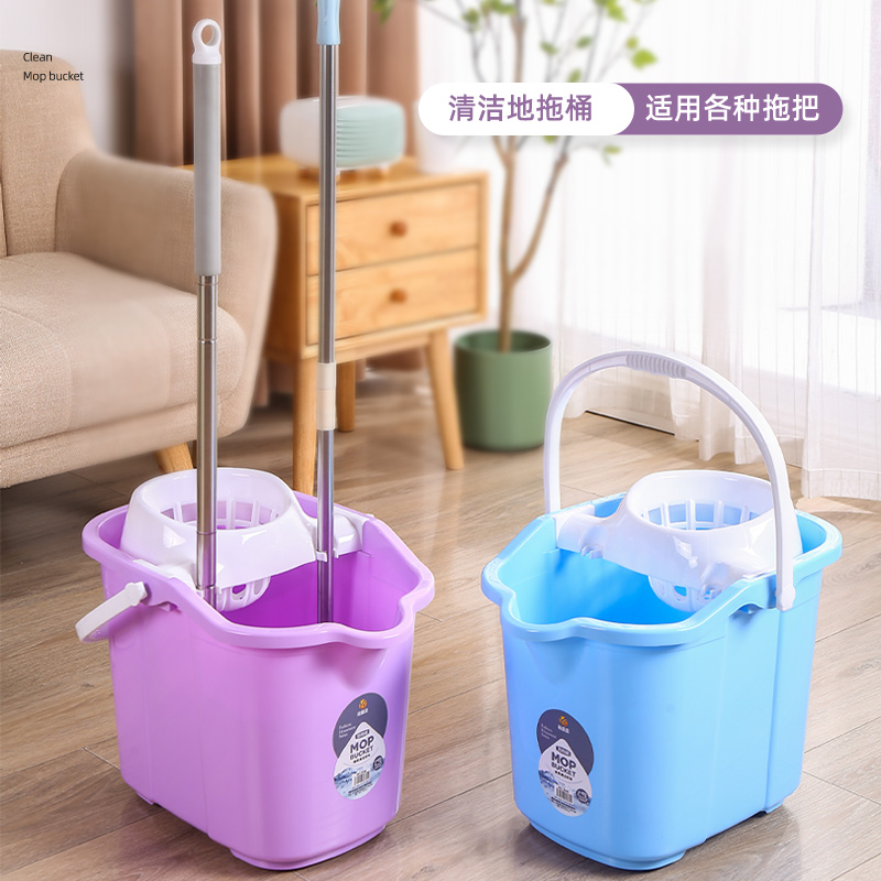 手压带滑轮加厚拖把n桶挤水桶篮老式家用大容量墩布拖把压干甩水