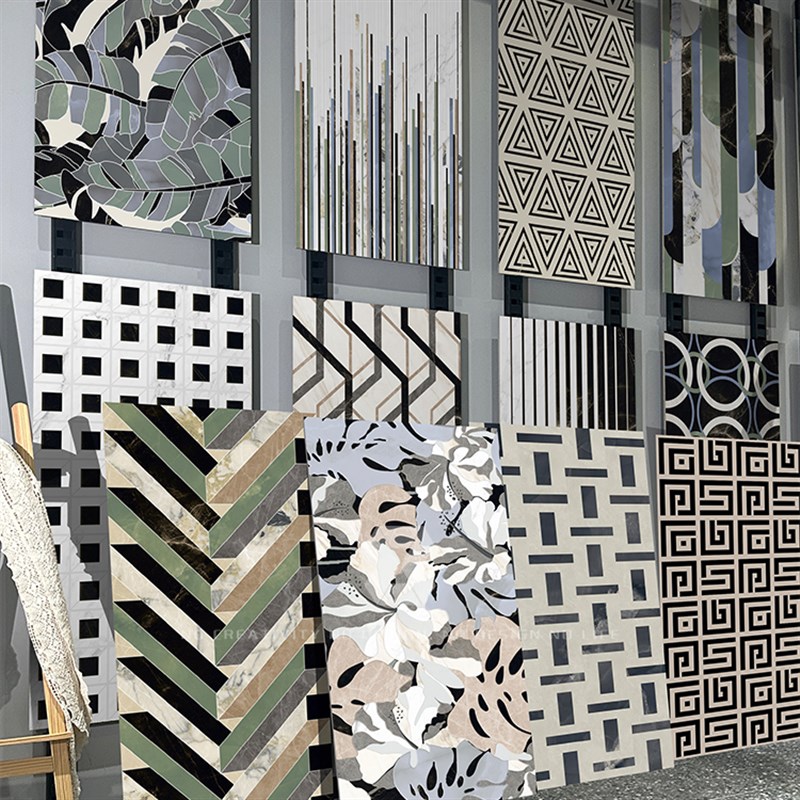 花砖大师29度i柔光花砖空间设计师酒店背景墙地砖叶子格子线条花