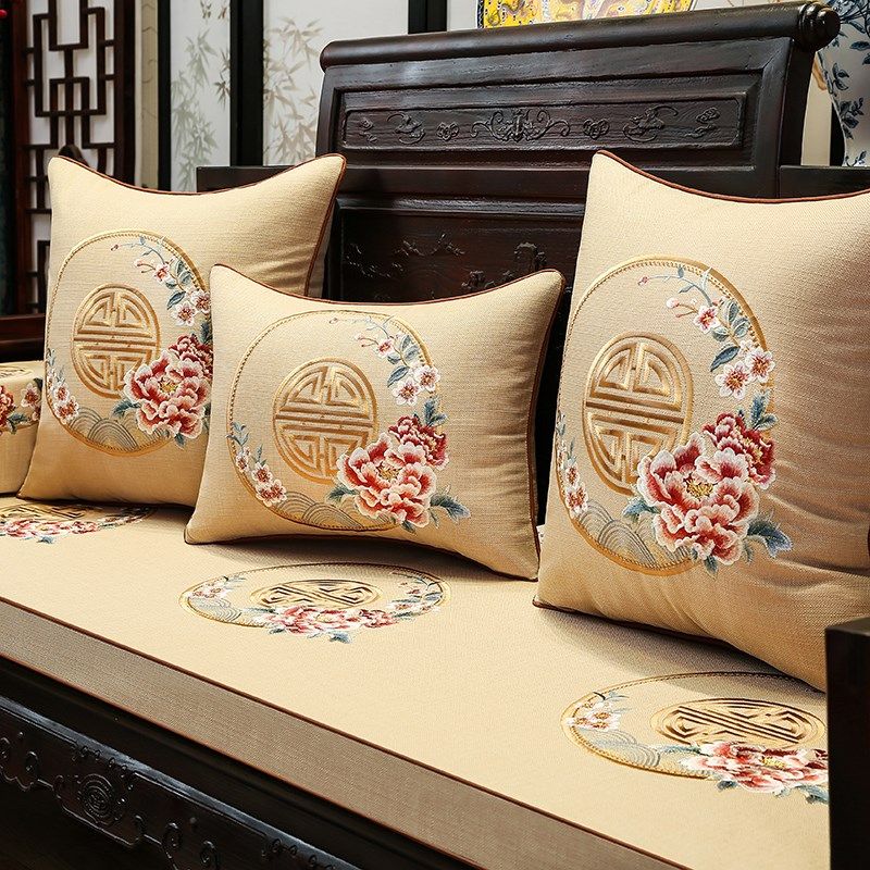 新中式红木沙发坐垫套罩定制高端实F木家具座垫防滑罗汉床海绵座