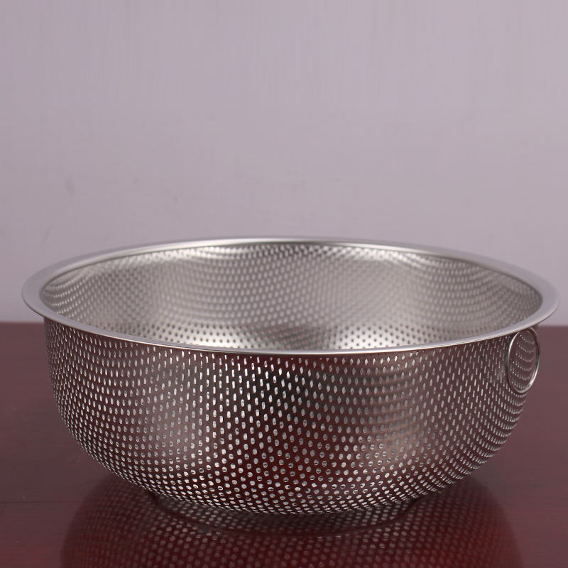 加厚不锈钢漏盆圆形不锈钢米筛沥水盆水K果篮洗菜盆过滤盆淘米盆