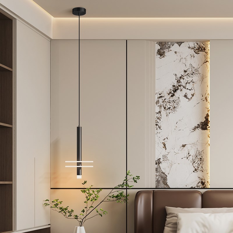 卧室床头吊灯高级感轻奢玄u关吊线灯房间屏风装饰主卧床边小吊灯