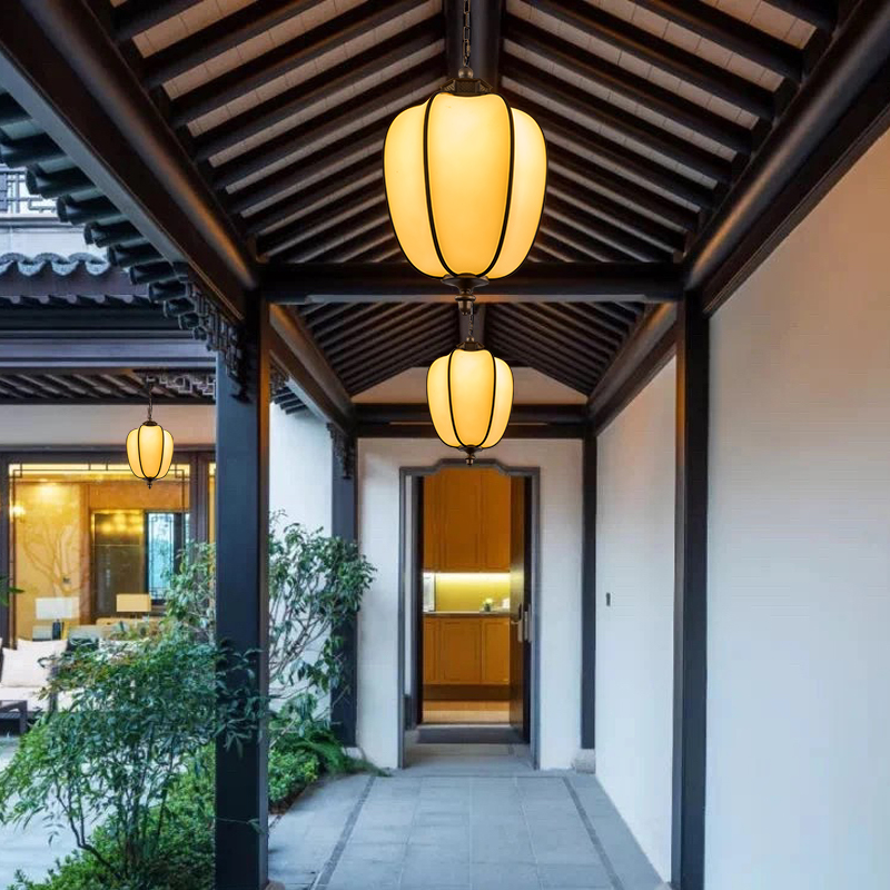 新中式户外吊灯防水庭院中山灯具厂家古L建筑走廊室外凉亭杨桃灯