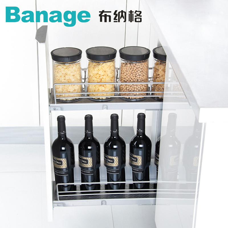 布纳格侧板抽不锈钢调味篮超t窄缝侧拉篮小尺寸150厨房橱柜侧装20