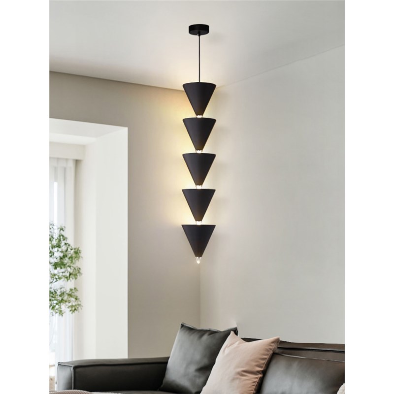 奶油风卧室床头吊灯现代简约设计师创意客厅背景墙锥Y形长线吊线