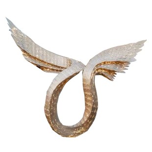 不锈钢羽翼翅膀雕塑定制户外镂空金属抽象凤尾镜面异形水景摆件