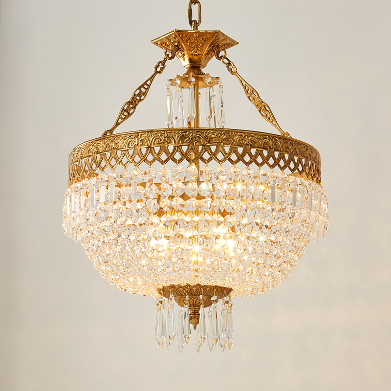 法式吊灯餐e厅灯欧式别墅卧室书房灯具复古门厅玄关水晶全铜灯饰