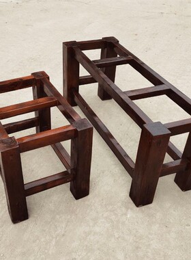 定做实木木架底座石槽鱼缸花盆石桌茶几防腐老槐木榆木花支架摆件