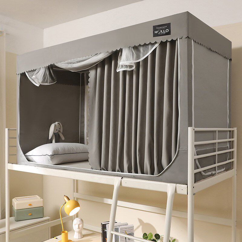 学生宿舍专用蚊帐上铺寝室床帘一体式纹账遮光布防尘上下铺通用