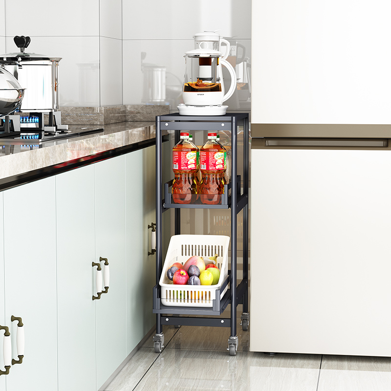 厨房夹缝置物架落地多层q抽拉式25cm宽厘米公分超薄窄边餐边收纳
