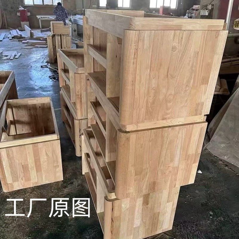 橡木浴室柜组合岩板热弯一体陶瓷盆卫生间奶油风洗脸盆洗漱台定制