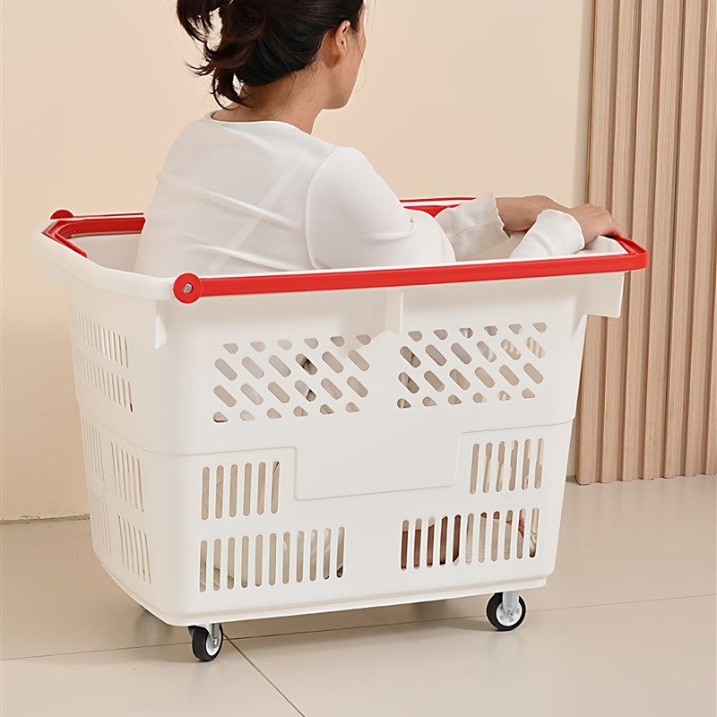 超市购物篮拉杆带轮便利店塑料买菜手提篮子零食购物筐加厚超市篮,收纳整理,购物篮,淘宝优惠券,粉丝福利购,淘宝优惠卷