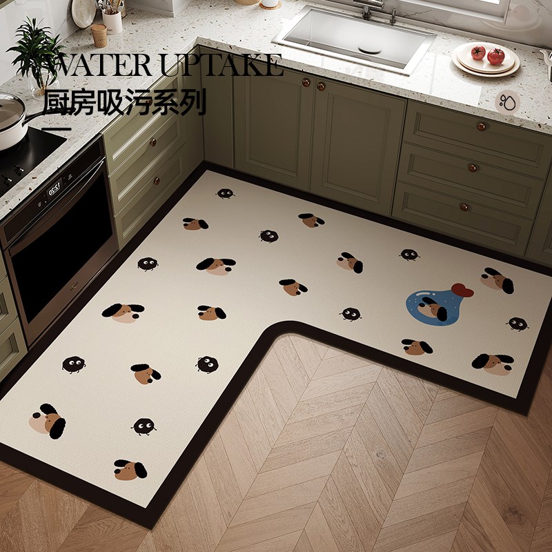 厨房专用地垫硅藻泥L形整块吸水垫吸F油防滑可擦免洗地毯防油耐脏