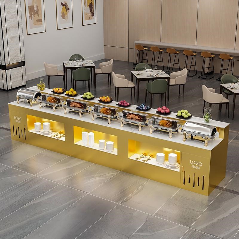 酒店餐厅b食堂自助餐台中岛双面单位部队取餐台布菲台凉菜甜点摆
