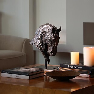 形上中古马头仿铜雕塑法式黑马墨色之魅客厅开运乔迁送礼装饰摆件