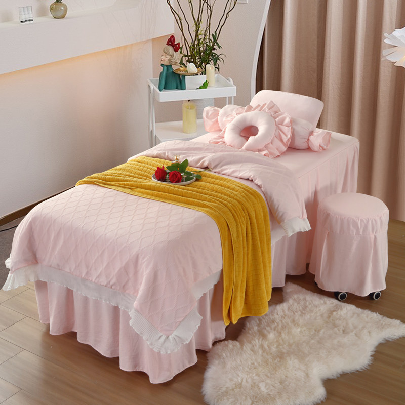 玖茜美容床罩四件套轻奢简约泡泡纱四季通用皮肤管理美容院用床罩,床上用品,床罩,淘宝优惠券,粉丝福利购,淘宝优惠卷