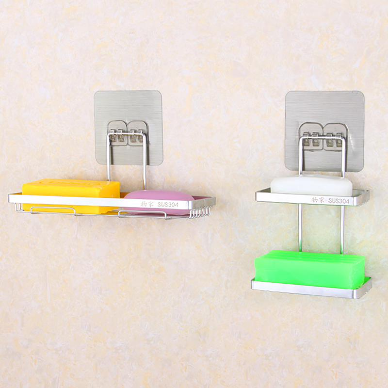 香皂盒壁挂式卫生间n香皂沥水置物架不锈钢免打孔简约双层肥皂架