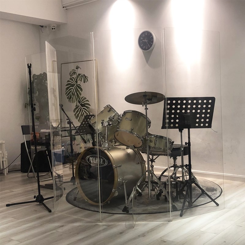架子鼓屏风d隔音透明降噪爵士鼓房亚克力鼓盾吸音板舞台折叠罩挡