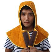 全牛皮电焊工披肩帽防尘防风帽头套隔热防烫防飞溅劳保防护帽