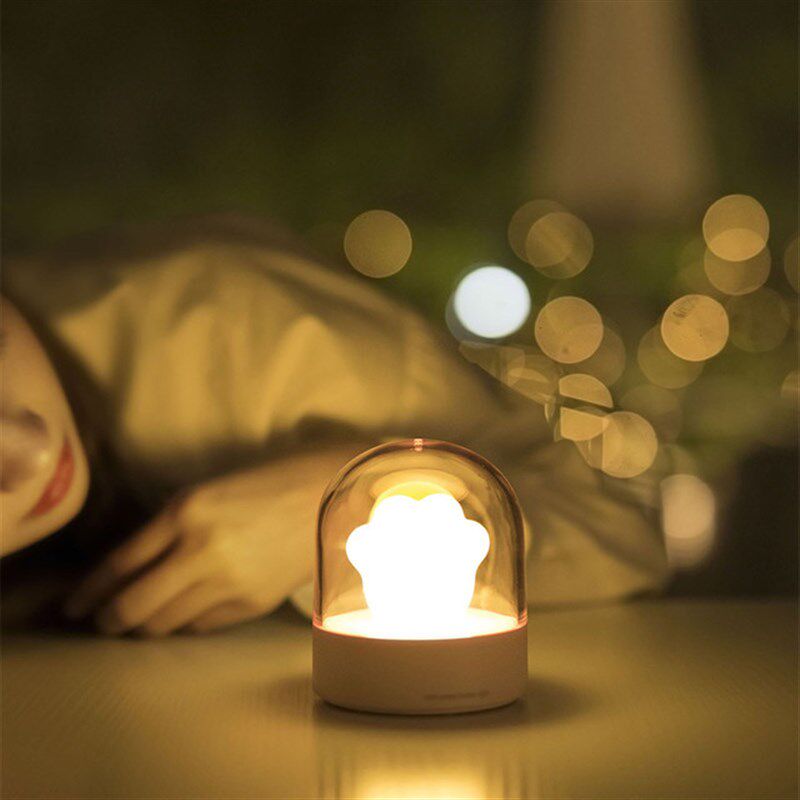 创意猫爪音乐灯USB充电少女心可爱卡通动物粉色小夜灯萌浪漫梦幻