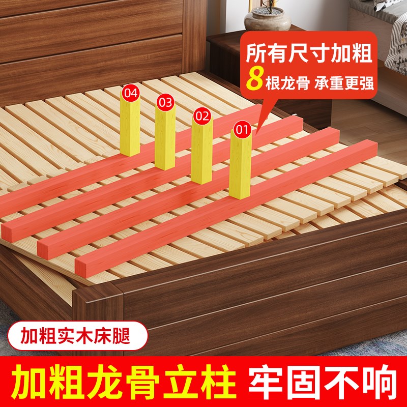 中式实木床1.8米加厚双人床经济型简约家用1.L5米单人床1.2m出租