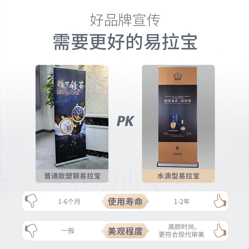 水滴型易拉宝展架招聘海报架便携铝合金展示架防风80xY200广告架