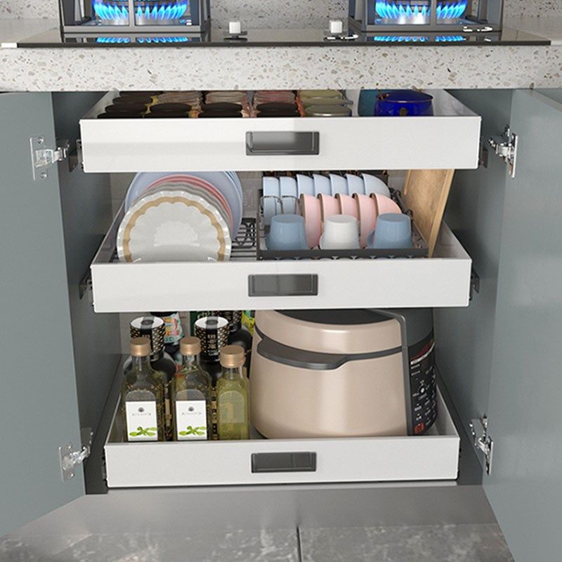 厨房橱柜改造侧装滑轨托盘抽w屉收纳盒分层整理抽拉篮储物盒环保P