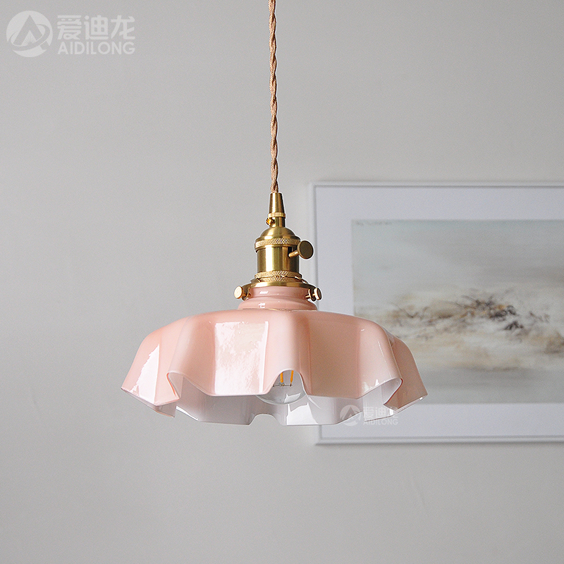 复古法式奶玻璃小吊灯中古浪漫餐厅民G宿店铺吧台飘窗阳台床头灯