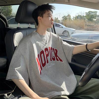 特大码300斤港风复古短袖T恤男装夏季复古宽松百搭纯棉青少年上衣