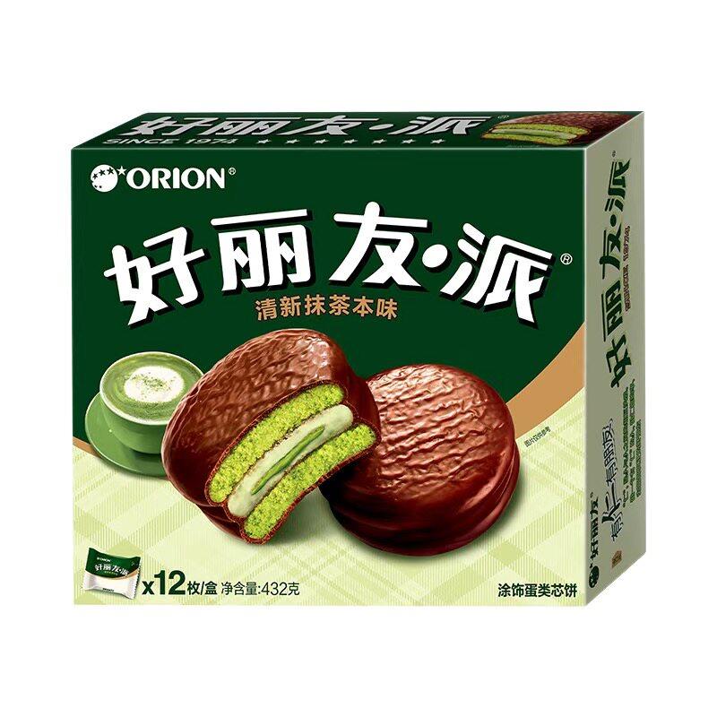 好丽友派清新抹茶本味12枚432g蛋糕点心甜点办公室休闲零食小吃