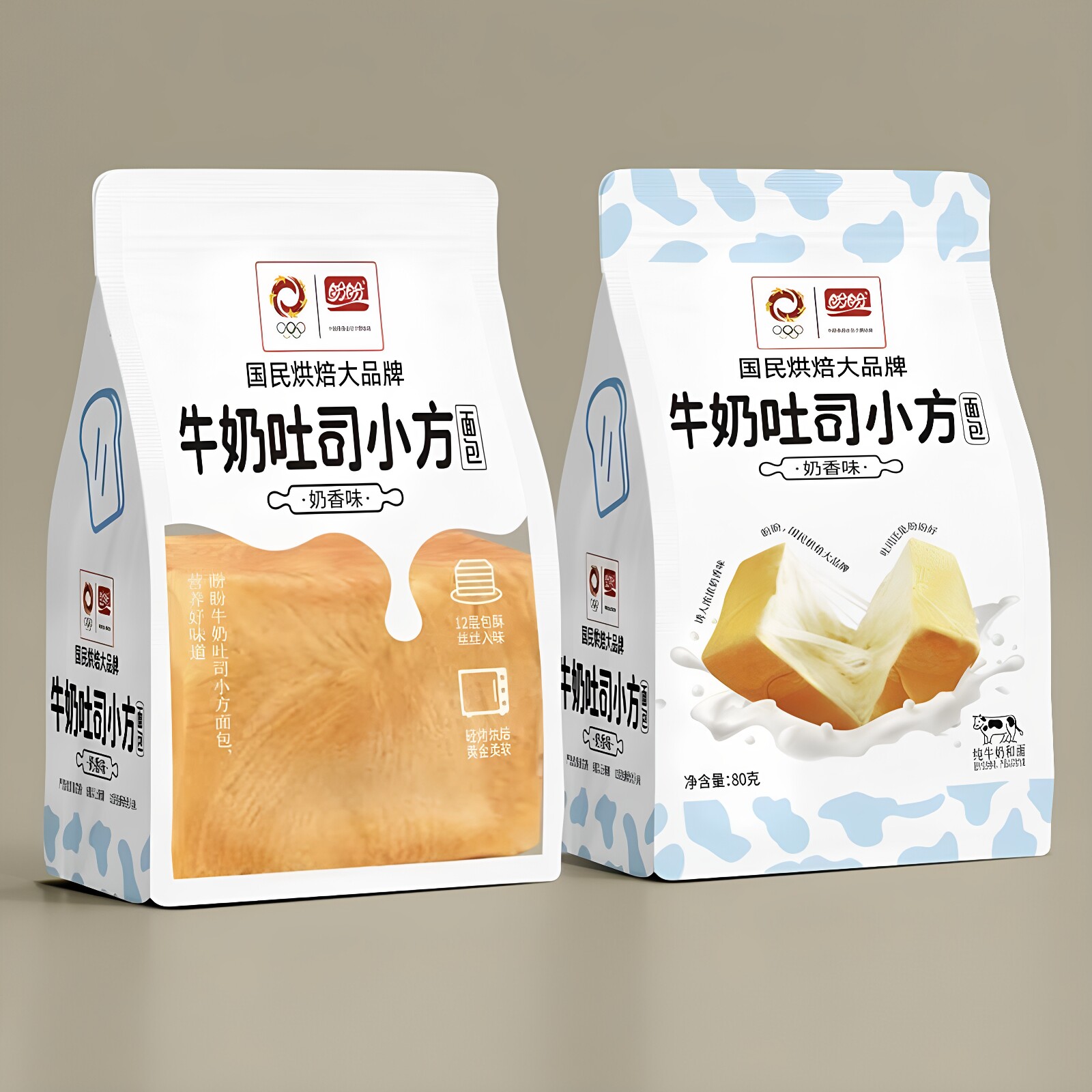 盼盼牛奶吐司小方面包80g营养健康手撕面包早餐充饥零食凯诺茜