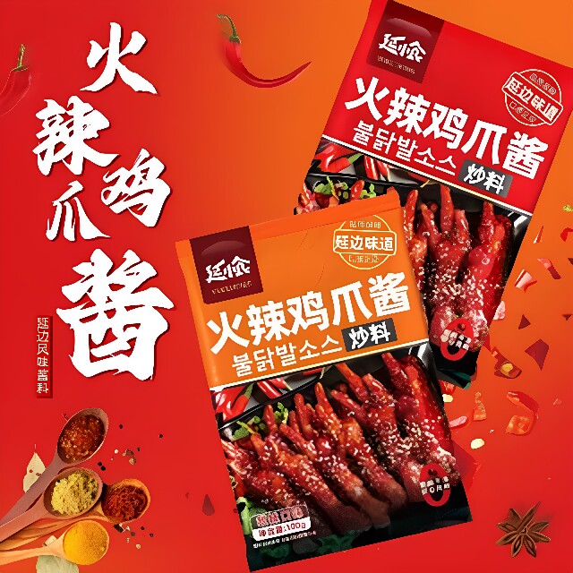 延小食韩式火辣鸡爪酱料朝鲜族特色甜辣鸡爪地道延边辣酱调料官方