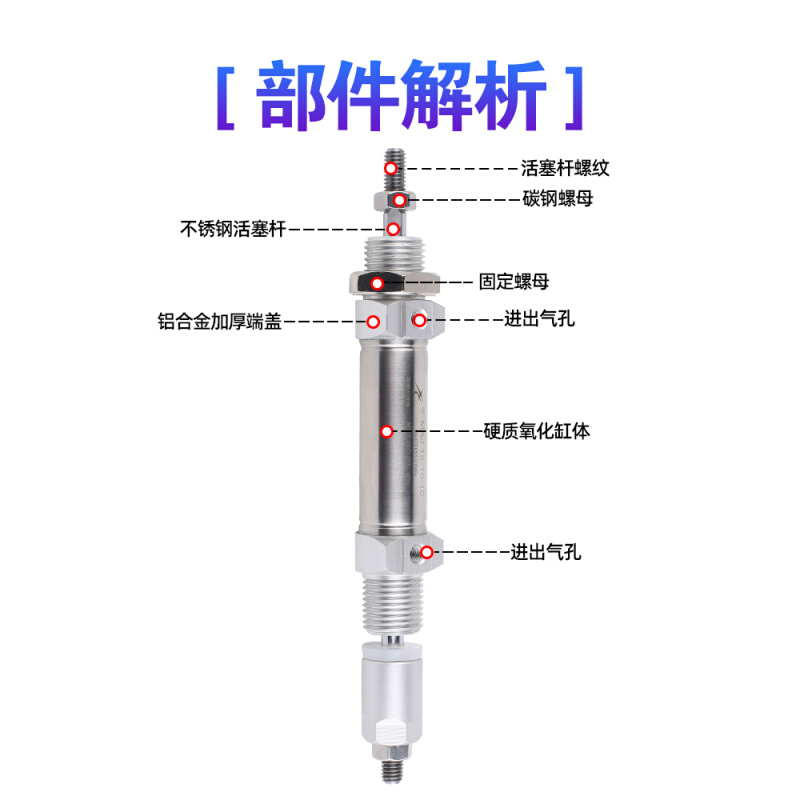 。星辰不锈钢可调小型迷你气缸MJ1/20//32/XXX75X100-3