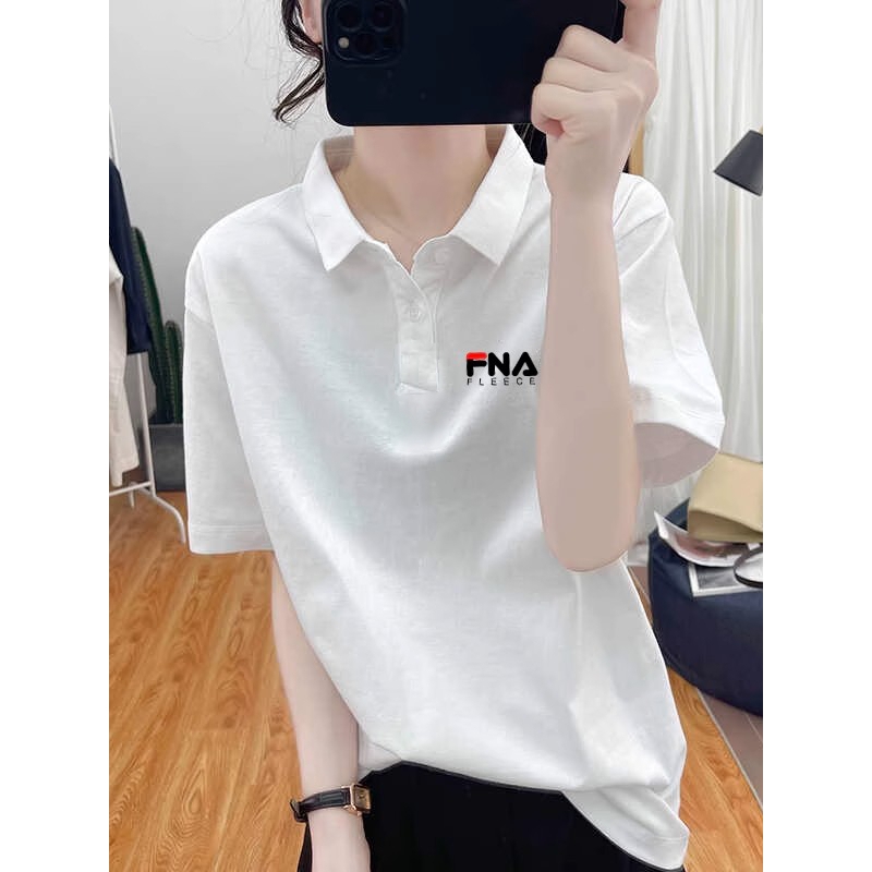 菲乐官方旗舰款正品菲乐纯棉短袖T恤女士2025夏季新款翻领POLO衫