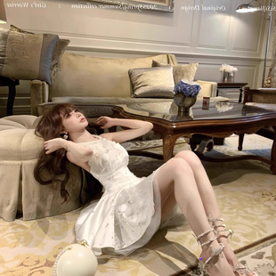 法式 千金风甜美立体花朵公主裙 高级感气质挂脖连衣裙2025夏季 新款