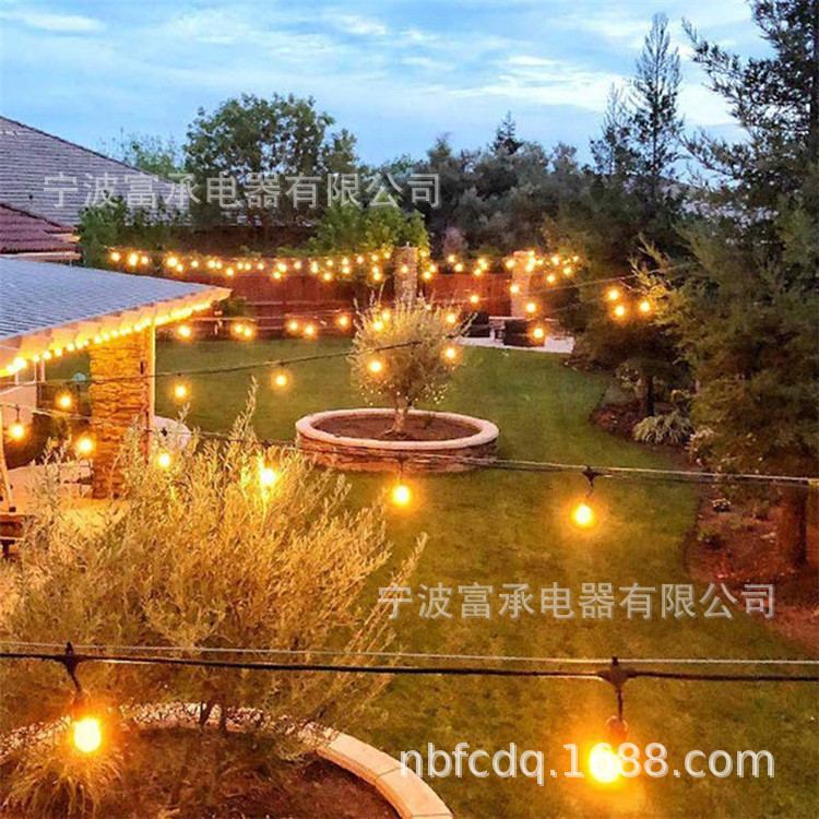 S14球泡户外灯串南非灯LED高压户外暖白灯泡庭院太阳能E27庭院灯