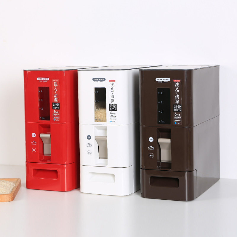 日本计量米桶定量家用防虫储米箱密封塑料米缸6kg 12kg大容量米桶