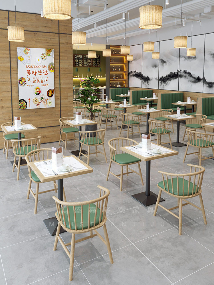 实木茶餐厅麻辣烫饭店卡座料理店披萨面馆西餐厅餐饮桌椅组合商用